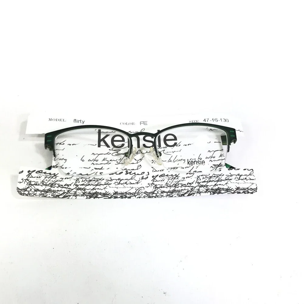 Kensie Eyeglasses Frames FLIRTY FE Green Rectangular Half Rim 47-16-130